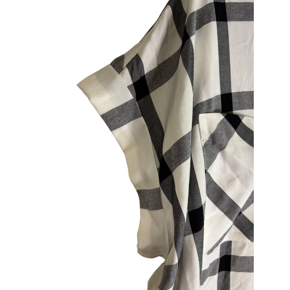The Limited NWT Plaid Button Down Blouse Black White Womens XL - Picture 5 of 5